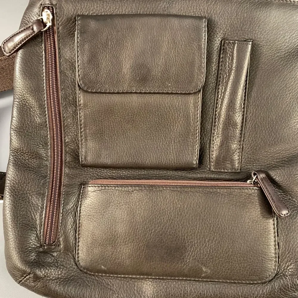 FREE PEOPLE Brown Crackled Leather Shoulder Bag